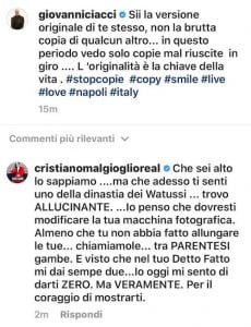 Giovanni Ciacci Cristiano Malgioglio polemica Instagram