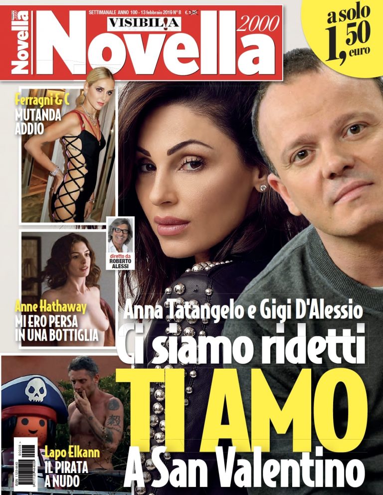 Novella 2000 n. 8 in copertina Tatangelo e D'Alessio per San Valentino