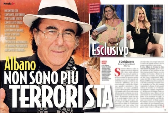 Albano a Novella 2000: 'Non sono più un terrorista per l'Ucraina'