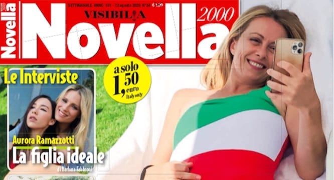 Giorgia Meloni, sul nuovo numero di Novella 2000: la sua vacanza tricolore