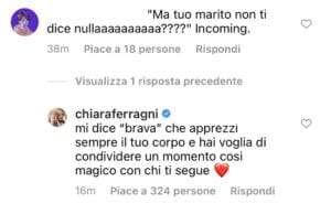Un commento sotto la foto su Instagram di Chiara Ferragni