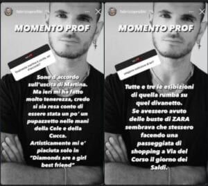 Storie Instagram di Fabrizio Prolli, ex professionista di Amici