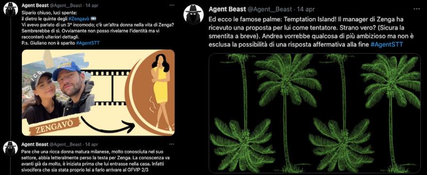 Tweet di Agent Beast su Rosalinda e Zenga