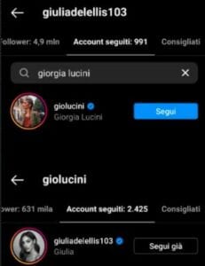 I segui su Instagram tra Giorgia Lucini e Giulia De Lellis