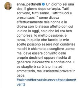 Il post di Anna Pettinelli su Instagram