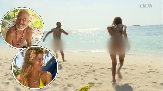 Roberto Ciufoli e Beatrice Marchetti fanno il bagno nudi a L'Isola (VIDEO)
