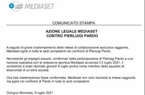 Il comunicato di Mediaset