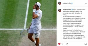 Il post Instagram di Matteo Berrettini