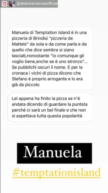 La segnalazione sulla coppia di Temptation Island