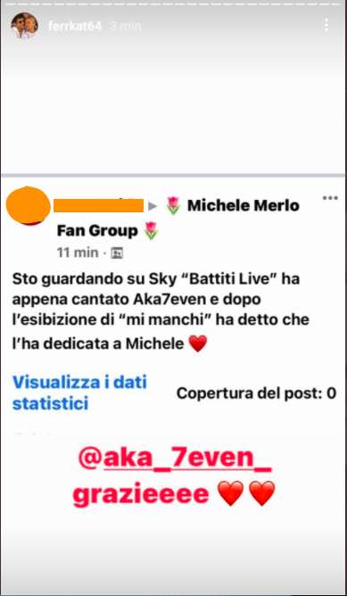 La storia Instagram della mamma di Michele Merlo