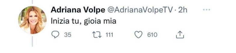 Il tweet di Adriana Volpe