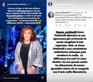 Le storie Instagram di Patrizia De Blanck