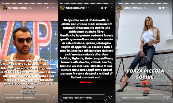 Storie Instagram Fabrizio Corona