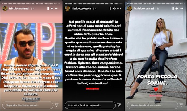 Storie Instagram Fabrizio Corona