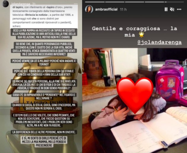 La storia Instagram della figlia di Ambra Angiolini e la risposta dell'attrice