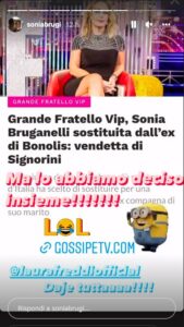 Storia Instagram di Sonia Bruganelli