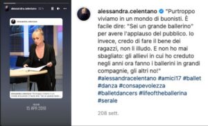 Il vecchio post Instagram di Alessandra Celentano