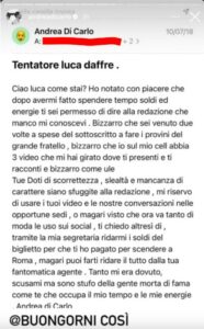 La storia Instagram di Andrea Di Carlo vs Luca DaffreÌ