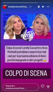 La storia Instagram di Amedeo Venza su Lorella Cuccarini e Anna Pettinelli