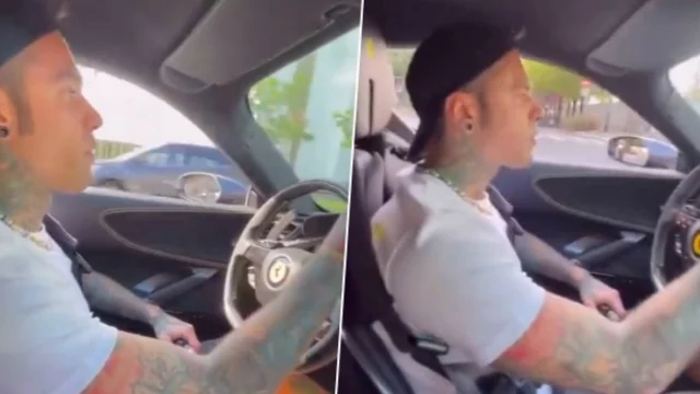 Fedez si mostra alla guida della la sua nuova Ferrari (VIDEO)