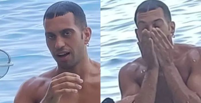 Mahmood, una fan le chiede un selfie al mare ma lo smartphone cade in acqua