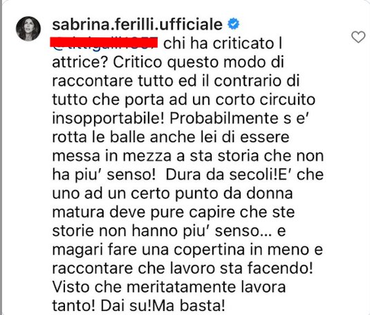 Il commento di Sabrina Ferilli
