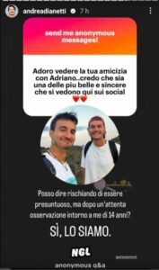 La storia Instagram di Andrea Dianetti di Amici 5