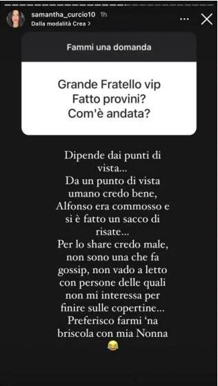 La storia Instagram di Sara Curcio di Uomini e Donne