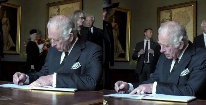 Re Carlo ha ancora problemi con le penne: il divertente video