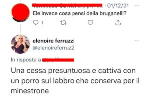 Il tweet di Elenoire Ferruzzi contro Sonia Bruganelli