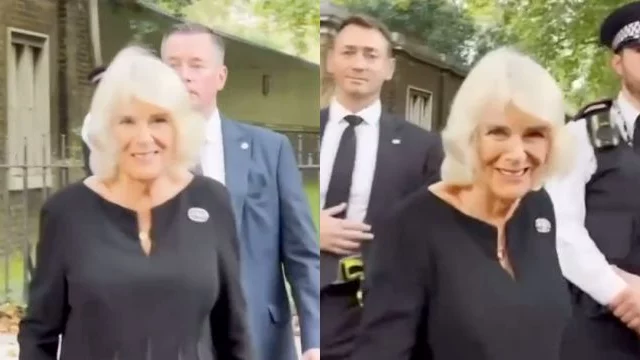 La Regina consorte Camilla parla in italiano e saluta la folla
