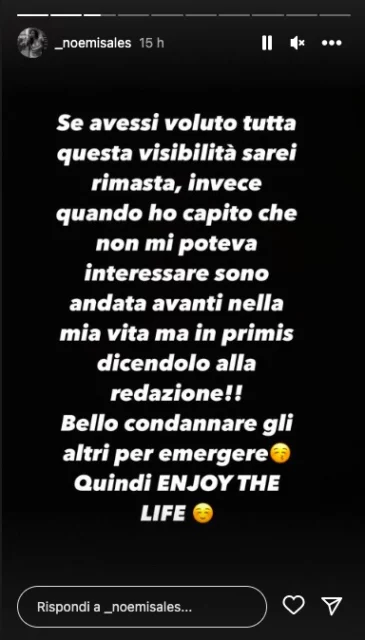 Instagram stories - Noemi Sales di Uomini e Donne