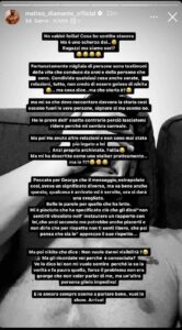 La storia Instagram di Matteo Diamante contro Nikita Pelizon