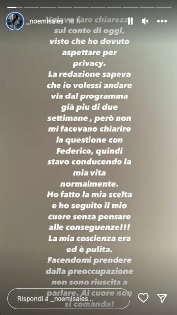 Storia Instagram di Noemi di Uomini e Donne