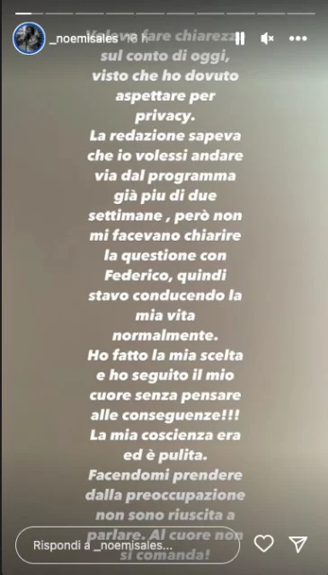 Storia Instagram di Noemi di Uomini e Donne