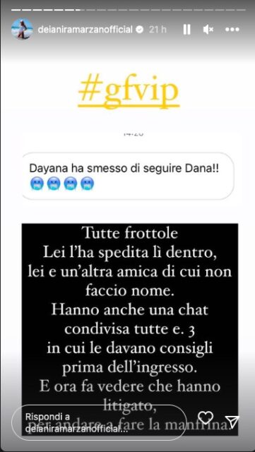 La storia Instagram di Deianira Marzano su Dayane Mello