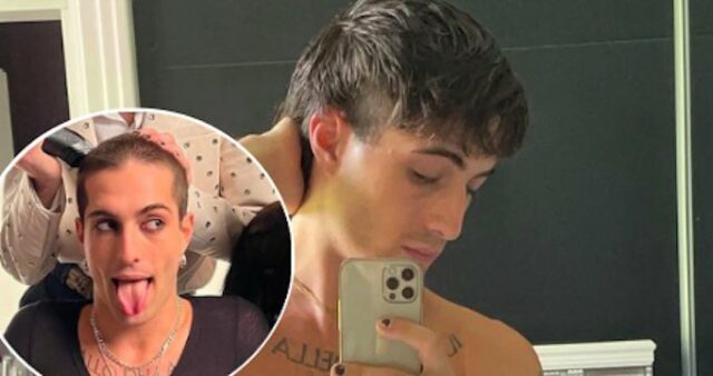 Damiano David si rasa i capelli con il logo Gucci sulla nuca