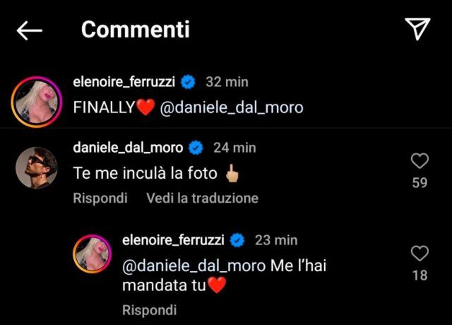 Il botta e risposta tra Daniele Dal Moro ed Elenoire Ferruzzi