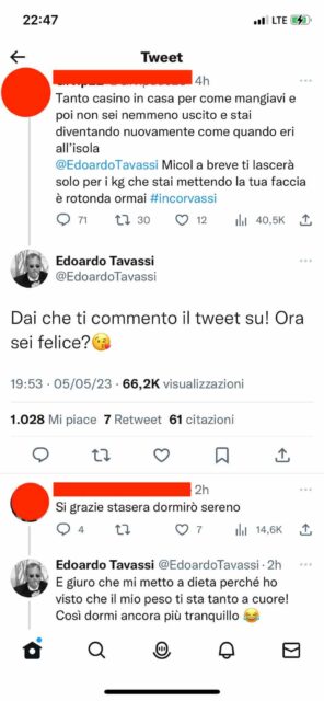 Il botta e risposta tra un follower ed Edoardo Tavassi