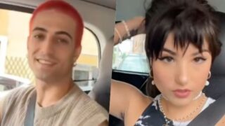 Giorgia Soleri parla con i follower in auto, Damiano la riprende