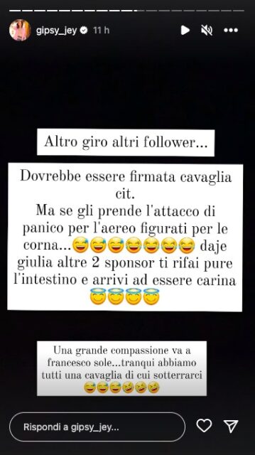 La storia Instagram di Jessica Antonini su Giulia CavagliaÌ