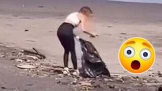Influencer finge di pulire la spiaggia, ma viene smascherata