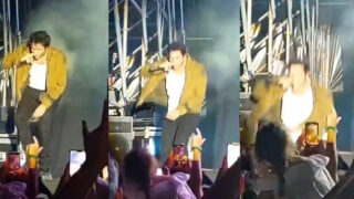 Tanani cade dal palco durante un concerto, poi ironizza (VIDEO)