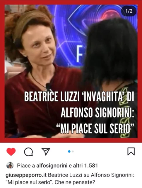 Il Like di Signorini alle parole di Beatrice Luzzi
