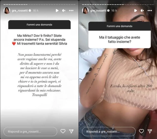 Le storie Instagram di Greta Rossetti