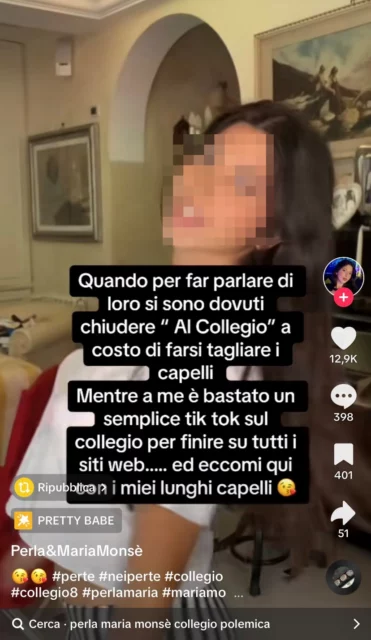 La frecciatina della figlia di Maria MonsÃ¨ a Il Collegio