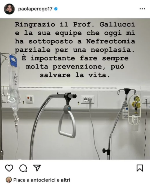 Il messaggio di Paola Prego dall'ospedale