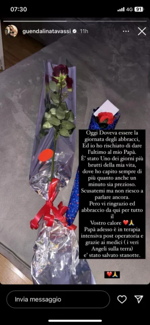 Il messaggio di Guendalina Tavassi sul padre