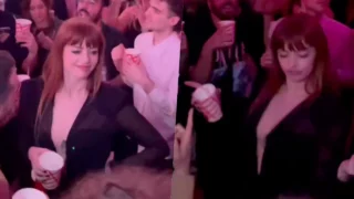 Annalisa balla Sinceramente a una festa dopo la finale di Sanremo