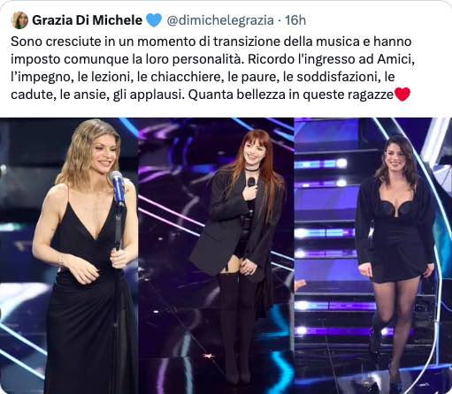 Il post dell'ex insegnante di Amici Grazia Di Michele su Alessandra, Annalisa ed Emma